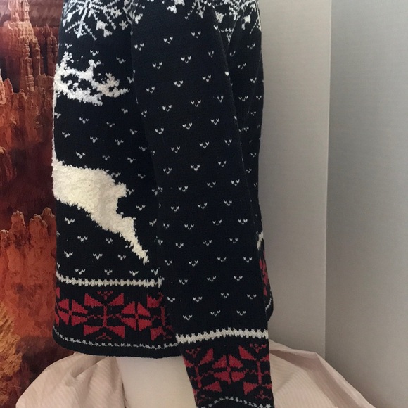 J.Jill Reindeer Holiday Front Zip Sweater Size SM - Picture 4 of 7